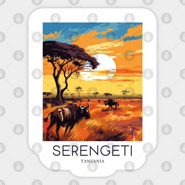 A Pop Art Travel Print of the Serengeti National Park - Tanzania Sticker by Studio Red Koala